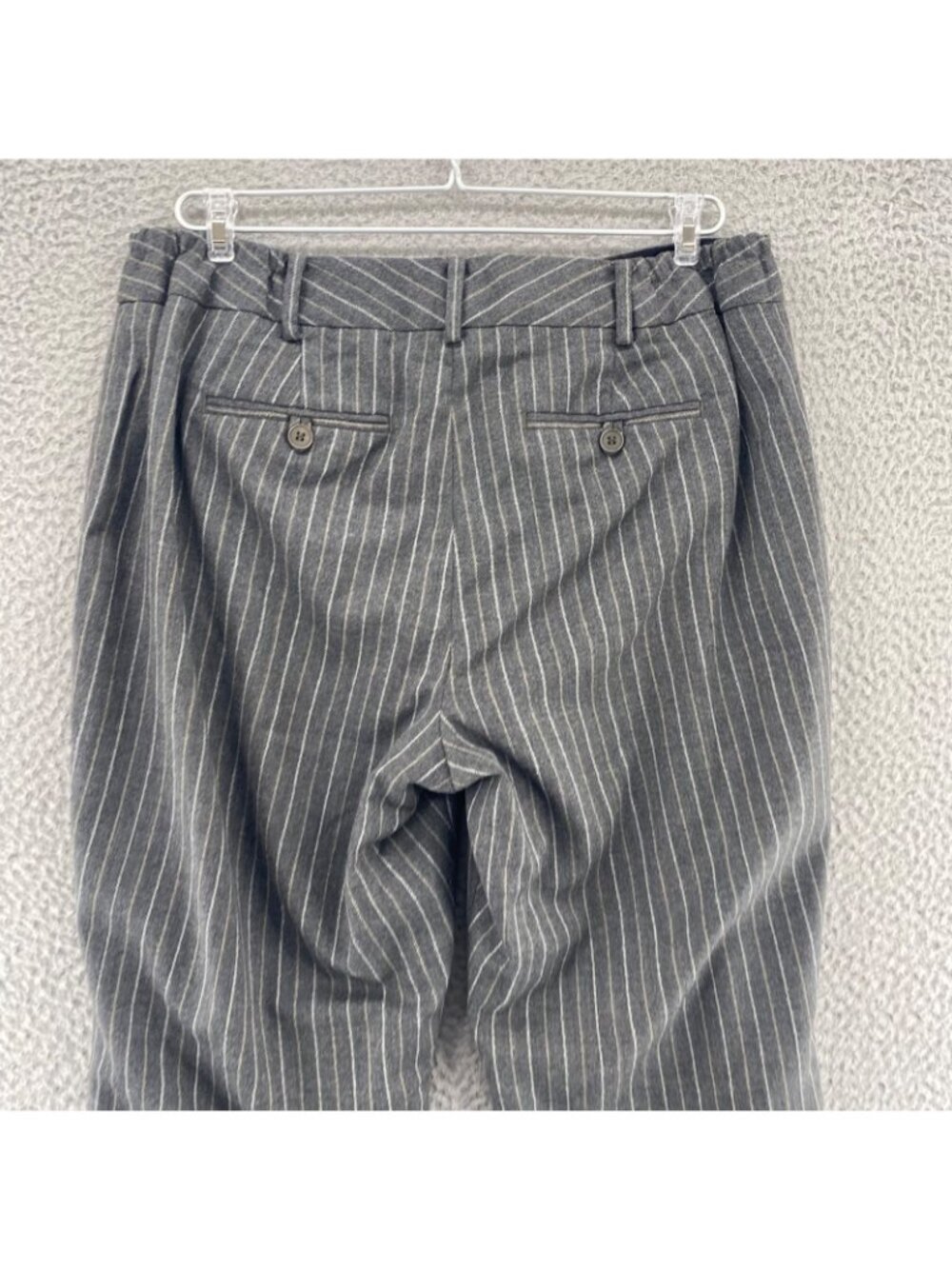 Talbots Pants Womens 12W Gray Pinstripe Wool Stretch Wide Leg Trousers Career - Picture 4 of 11